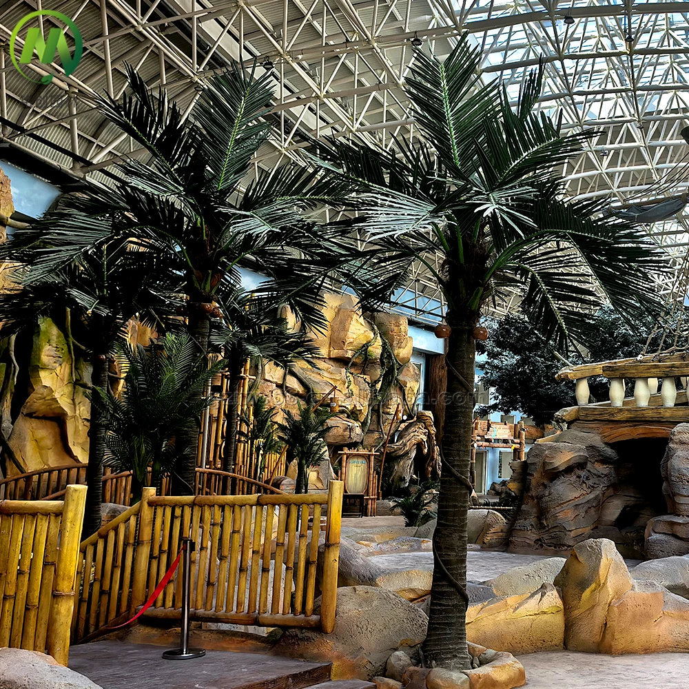 Wholesale Garden Decorative Landscape  Plastic Palm Tree Enduring Topiary Shape Bent Trunk Artificial Coconut Palm Tree