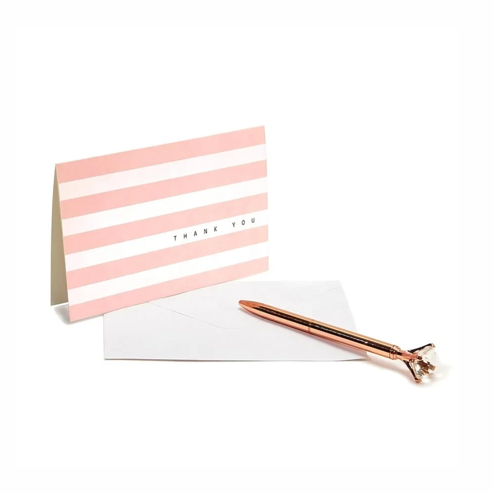 36 Personalized Pink Thank You Note Cards Packs, Custom Printing Thank You Cards for Baby Shower and Kids