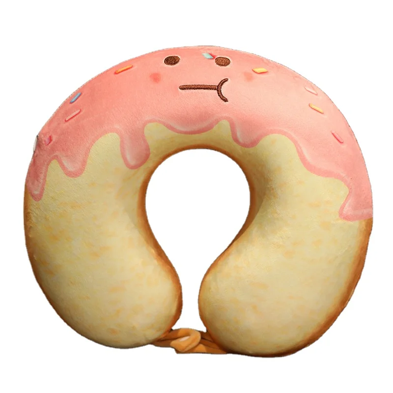 Cute Cartoon Soft Bread Pattern U shape Neck Pillow for Sleep Travel Airplane Pillow Protect Neck