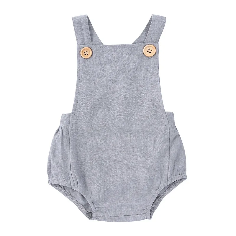 Summer strap rompers wholesale 100% cotton and linen sling triangle organic sleeveless romper baby bodysuit