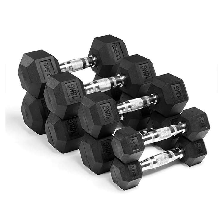 Wholesale Cheap Weight Rubber Hex Dumbbell Weights Gym Equipment Fitness Dumbbells Set
