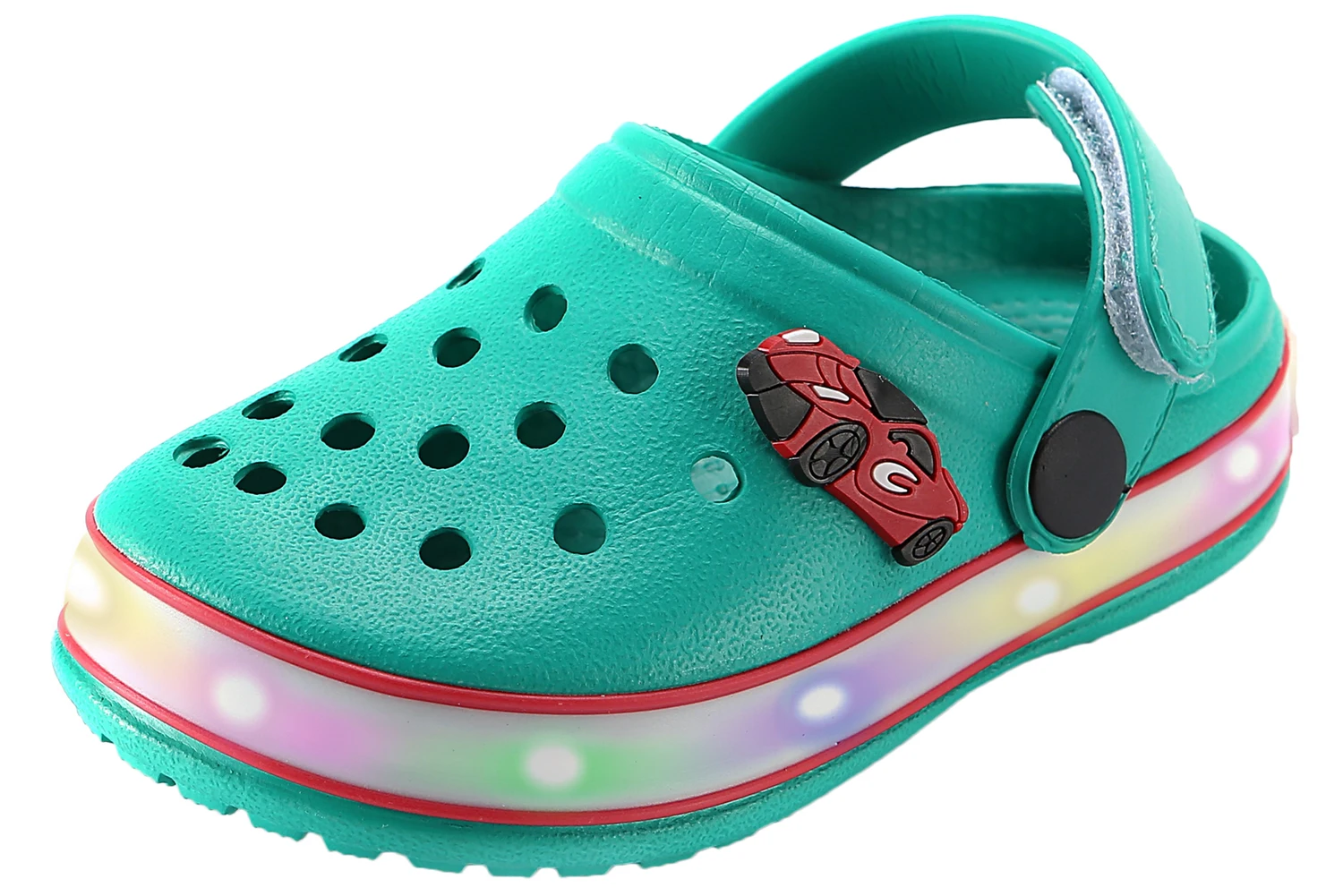 Легкие сандалии из ЭВА без шнуровки для мальчиков и девочек, Нескользящие Детские сабо, светодиодная обувь для сада