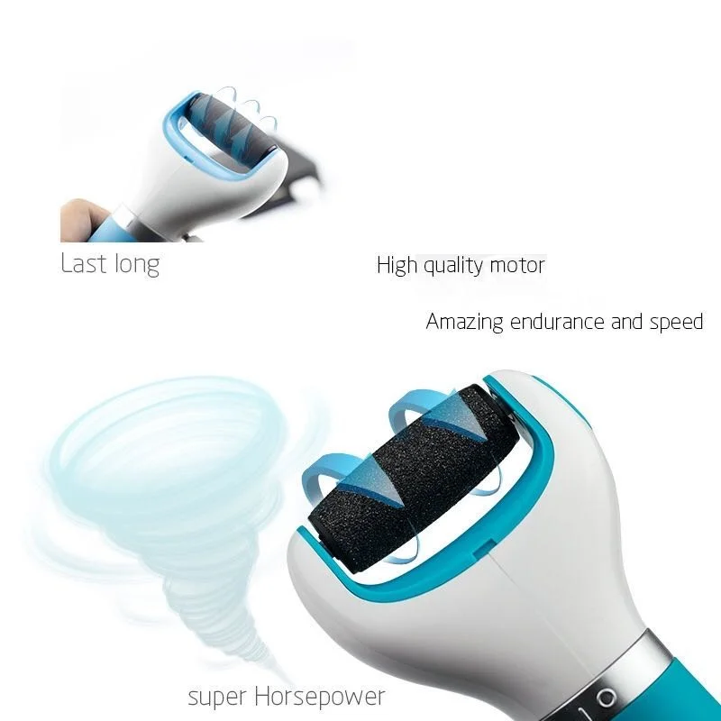 Pedicure Perfect USB Electronic Dry Foot File (Blue/Pink), Regular Coarse Roller Head for Feet, Removes Hard and Dead Skin