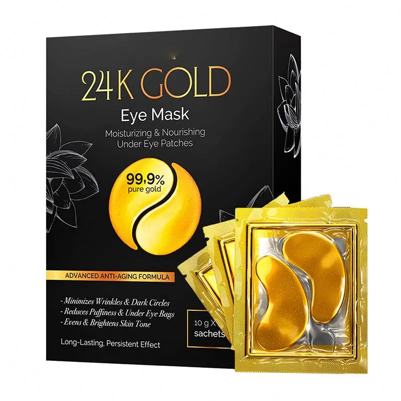 oem Dssolvable remove dark circles hydrogel gold gel patch collagen under pads eye mask with glitter