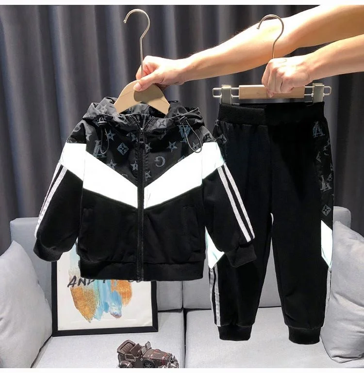 Fall Children Wear Fashion Sports Wear Boys Clothing Sets Hooded Jacket Pants 2Pcs Kids Clothing