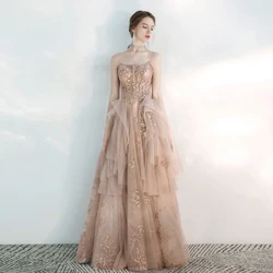 2021 elegant lady luxury evening wedding dress bridal dressing gown maxi tulle evening dresses