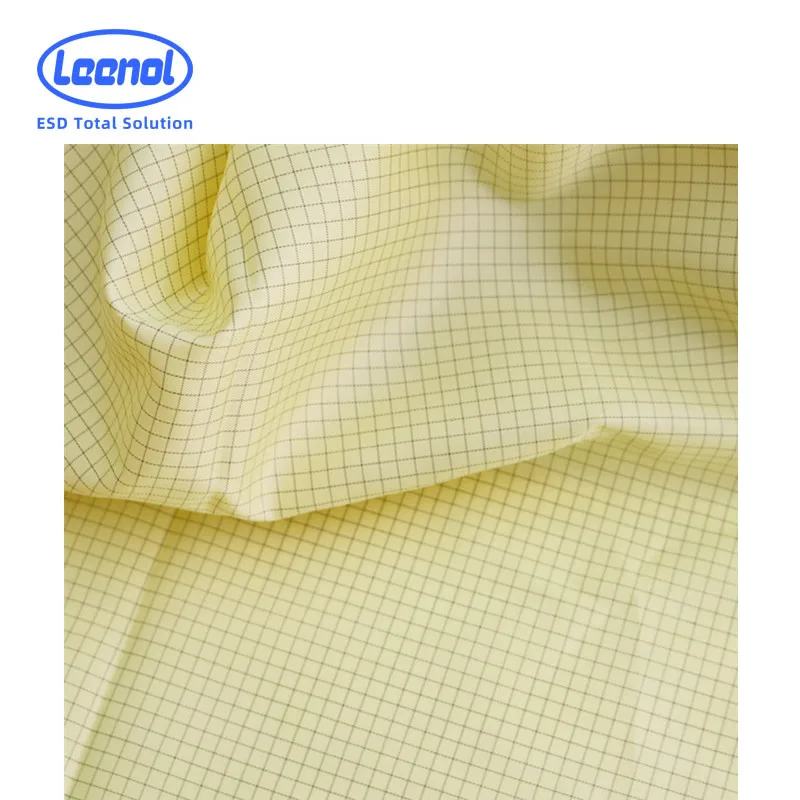 LN-10002 5mm ESD Grid Polyester Fabric Dust Free Clothing Fabric