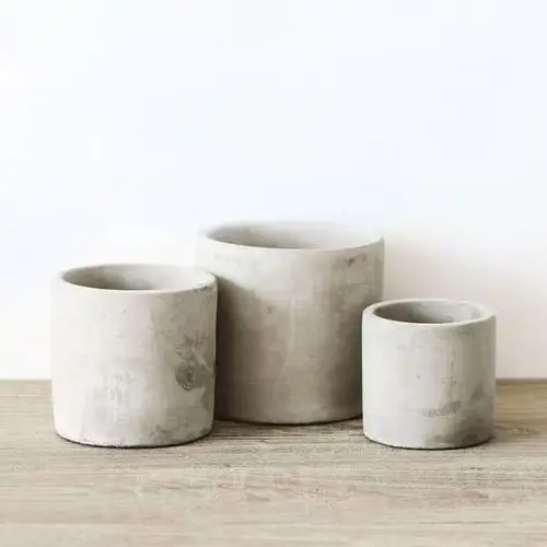 Factory Direct Wholesale Round Cement Succulent Plant Pot with Drainage Hole Indoor Outdoor Pots for Home Decor