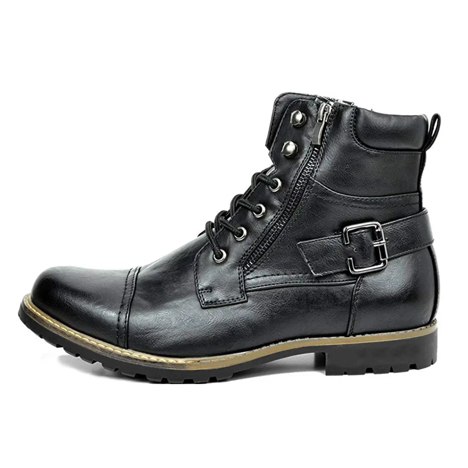 metal double zipper rider boots leather boots for men biker boots for men