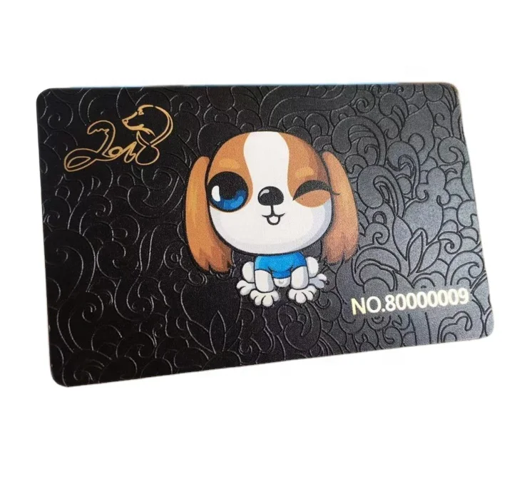 PVC Material Printing Card Raised Pattern Black Plastic Guangdong Offset Printing Cutting Film Lamination Magnetic Card Boye/oem