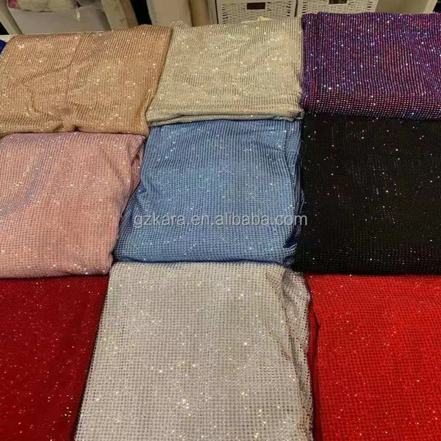 Hot selling custom luxury elastic rhinestone fabric stones fabric crystal fabric for making dress
