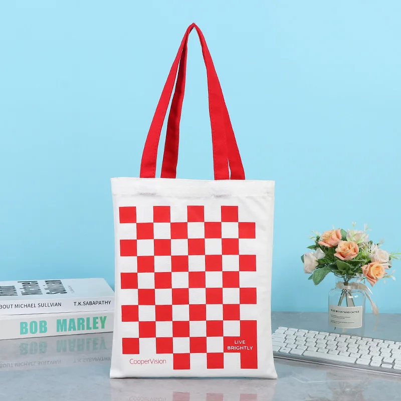 Orange Canvas Shopping Bag with Creative Logo Portable Handheld Bag for Work School & Clothing for Commuting & Gifts