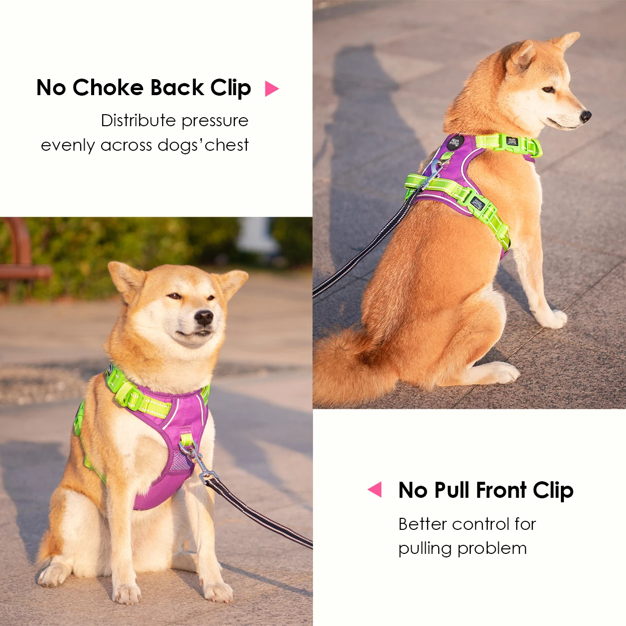 No Pull Dog Harness, Front Lead Reflective Dog Harness, Adjustable Soft Padded Pet Harness Vest with Easy Control Handle