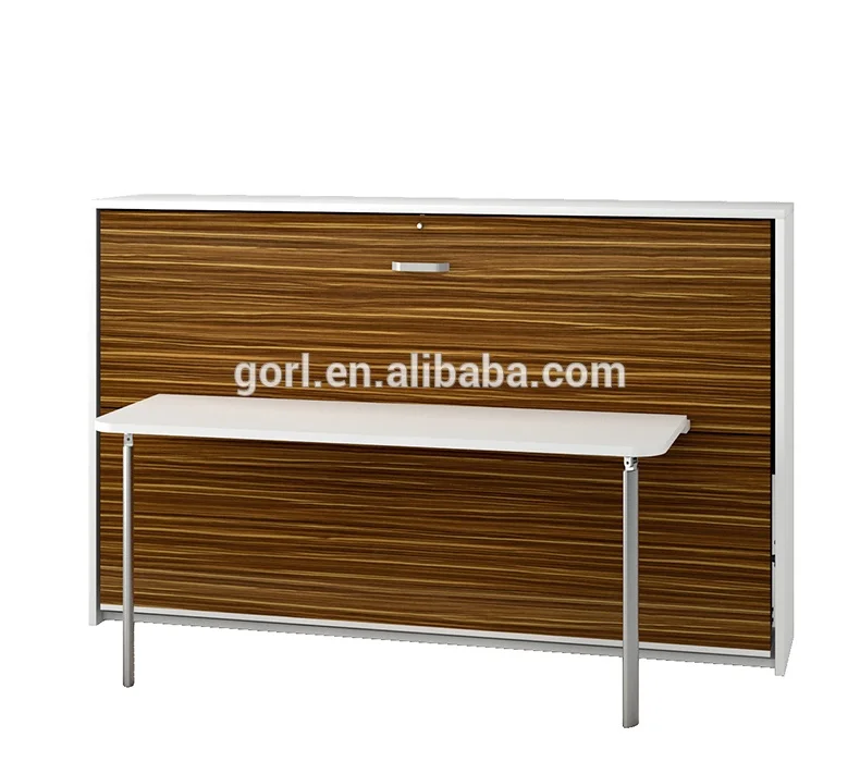 Horizontal hidden fold away pull out murphy wall bed system