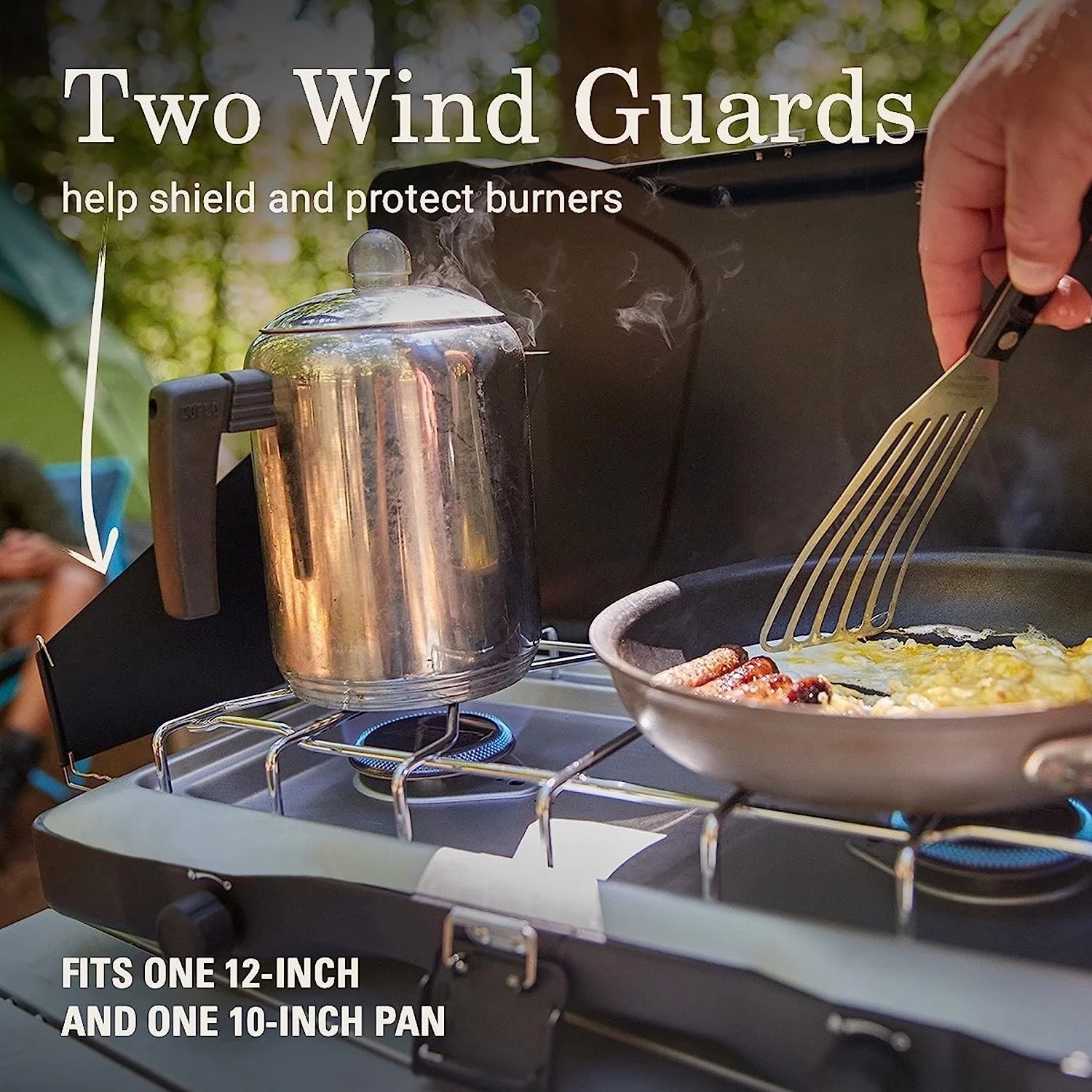 2-Burner Propane Camping Stove Portable Camping Grill/Stove With Adjustable Burners Wind Guards Heavy-Duty Latch & Handle