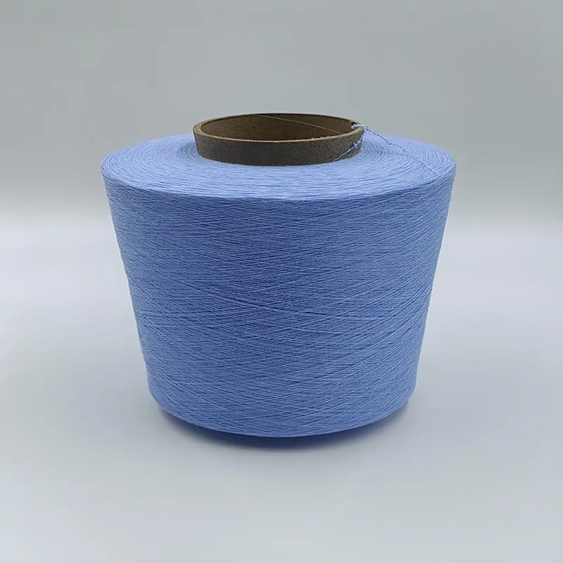 Good Elastic Polyester Cotton Covered Spandex Yarn 32S + 40D Blue Nylon for Textiles Making