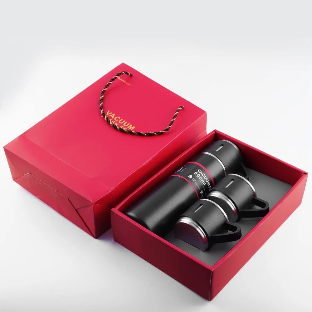 Business 450ml Gift Box Set Business Cup Stainless Steel Thermos Cup One Cup Flasks Water Bottle With 3 Lids