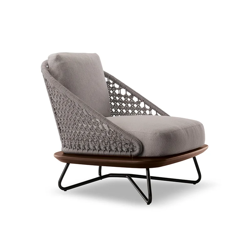 
Nordic leisure outdoor sofa combination garden hotel bed and breakfast courtyard solid teak rope woven rattan furniture 