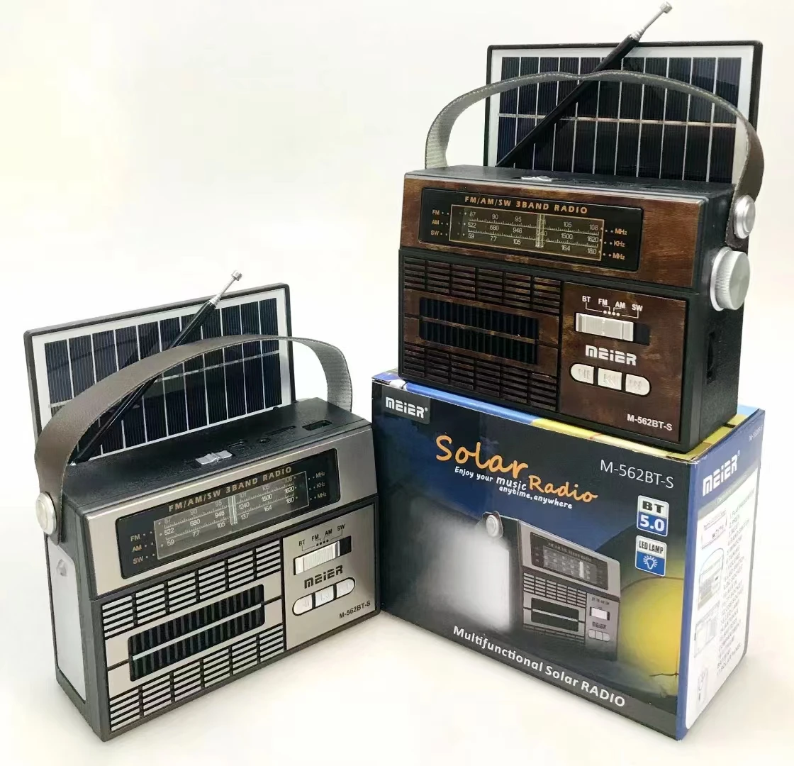 Оптовая продажа с фабрики в стиле ретро радио аккумуляторный фонарик в винтажном стиле радио с солнечной батареей M-562BT-S