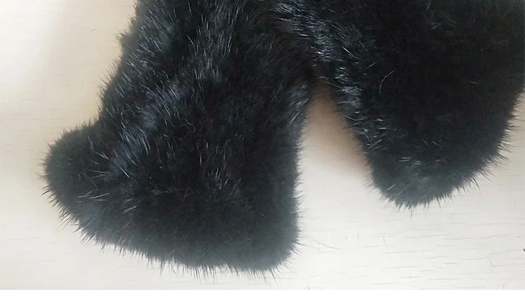 Knit Fur Hand Warmer Mittens