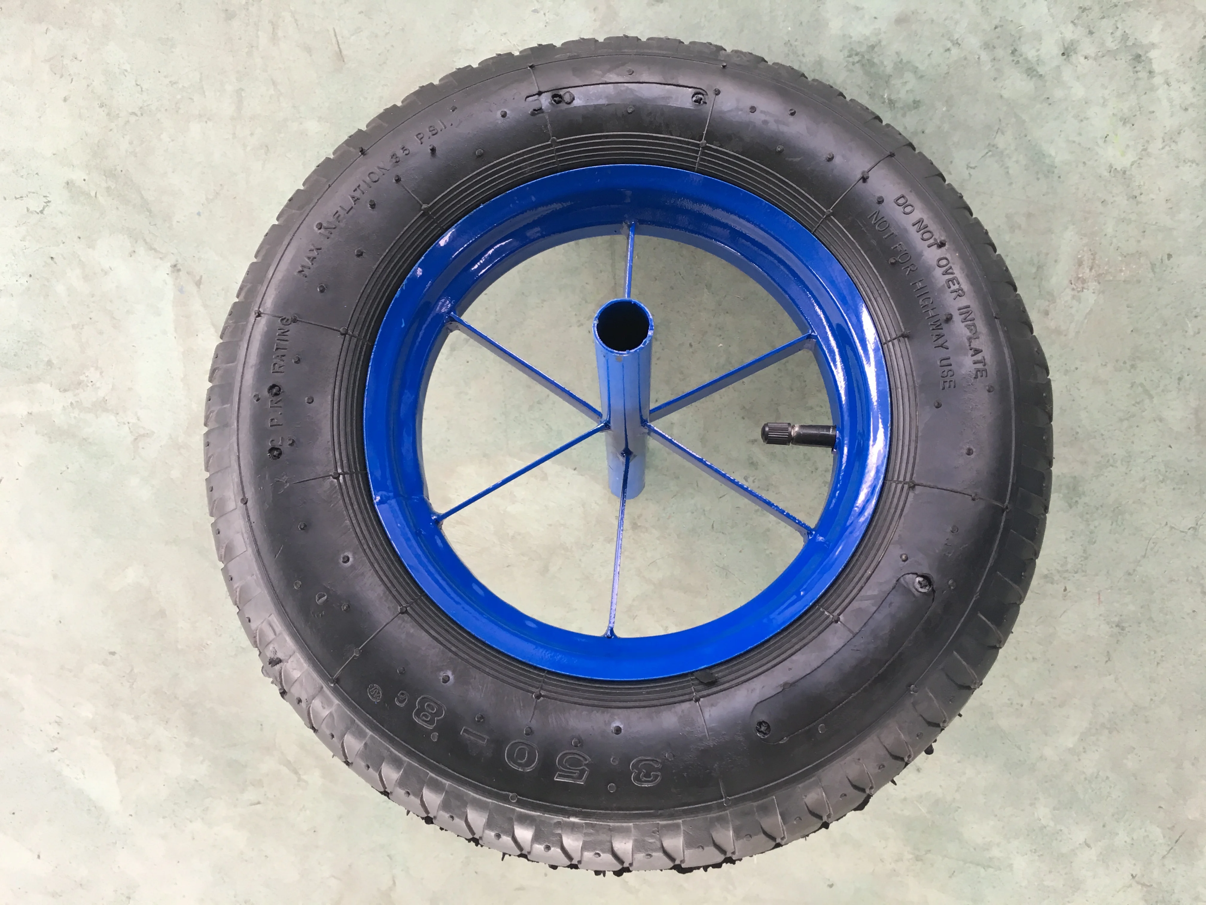 WB6400 wheelbarrow wheel 3.50-4 with 20x240 hollow axle rim