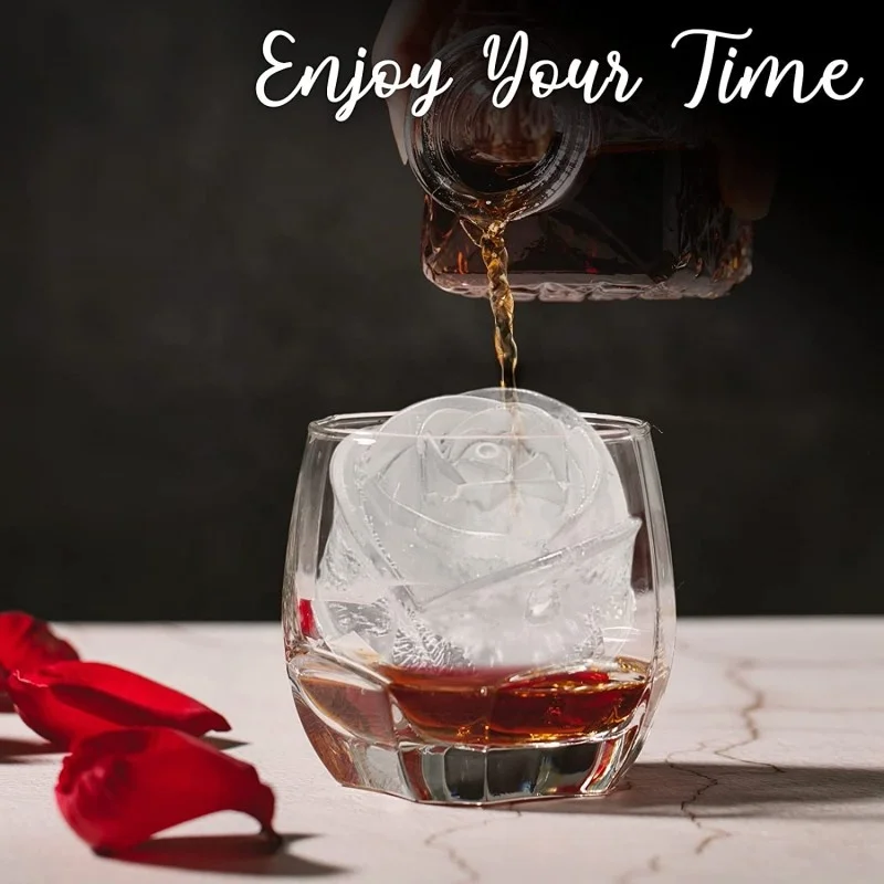 New Arrivals Food Grade 4 Cavities 3d Rose Shape silicone Ice cube Tray Silicone ice Cube tools Mold