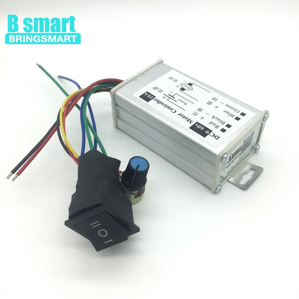  Бесступенчатый металлический электронный контроллер скорости Bringsmart CCM6D DC 9-60 в 10 А поддержка передней обратной платы управления широтно-импульсной