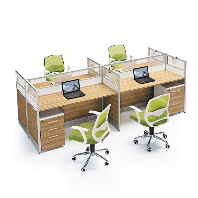 Call Centre Cubicle Aluminum Frame Modular 2 Seater Workstation With 3 Drawer Pedestal