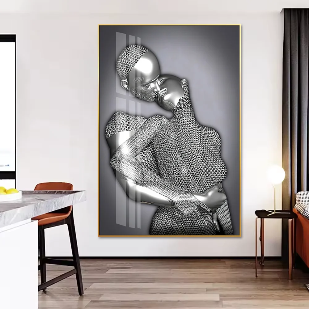 Guanjun Sexy Body Art Supplier Modern Painting Abstract Wall Art Home Decor Crystal Porcelain Painting Custom