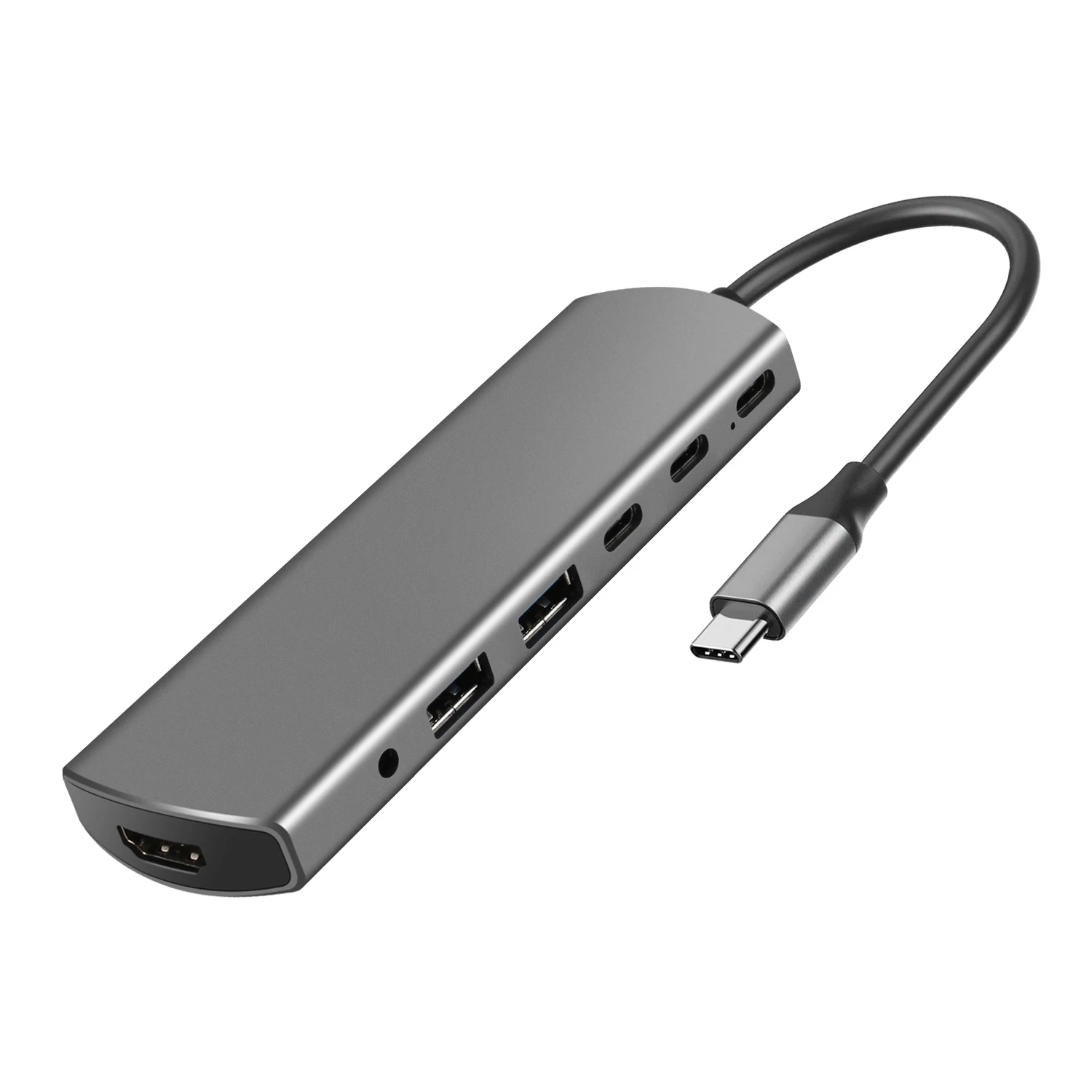 7 In 1 docking station usb type c hub Gigabit Ethernet 4k Hdmi 3.0 7 in 1 multiport Power Pass-Through Slot usb hub 7 Port