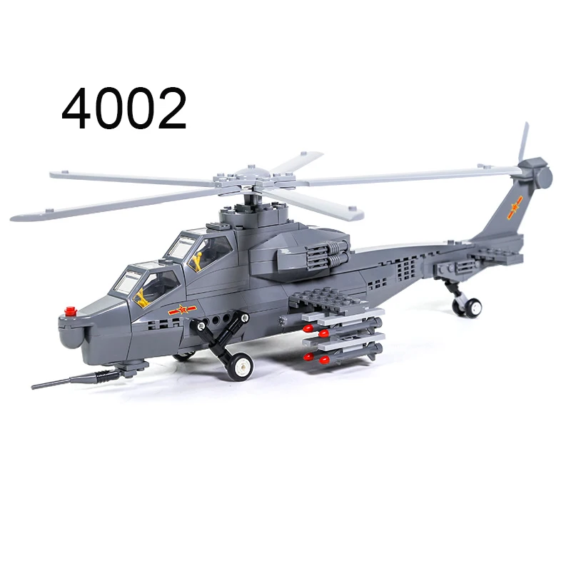 Набор военных блоков боевые вертолеты с огненной молнией 4002 264 шт. строительные игрушки креативные кубики развивающие для детей