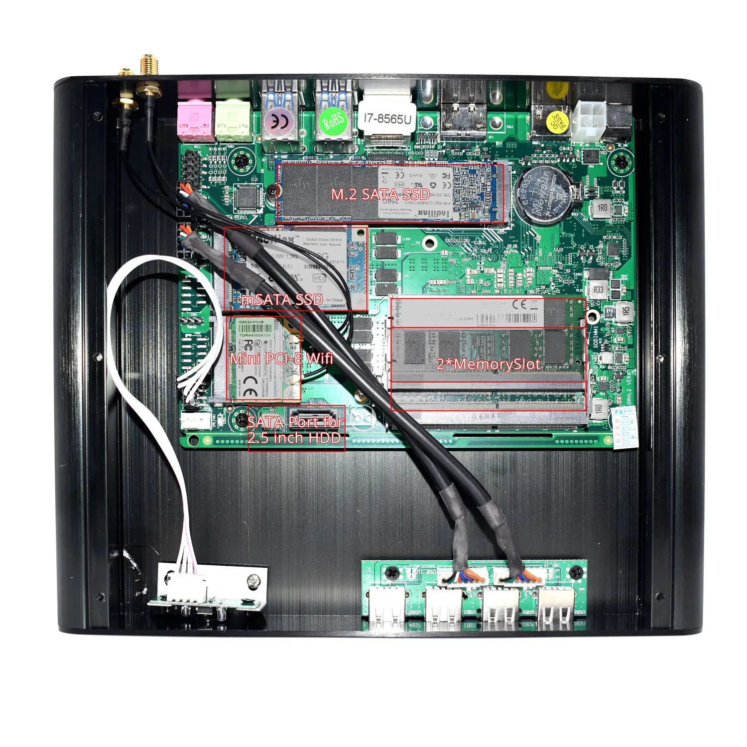 pci express slot 8th 10th gen win10 pro desktop pocket mini pc 16GB 32GB 64GB ddr4 i7 8550u mini pc fanless with free laser logo