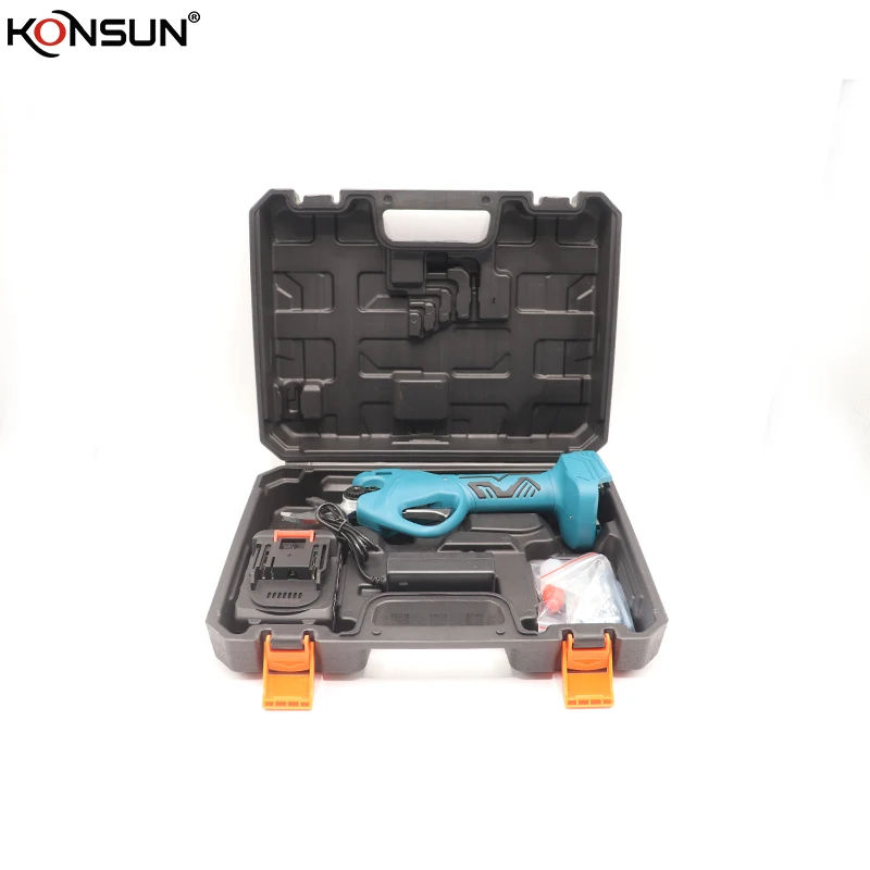 KONSUN 40 mm Electric Progressive Pruning Shear with Finger Protection Electric Pruning Scissors Bruless motor