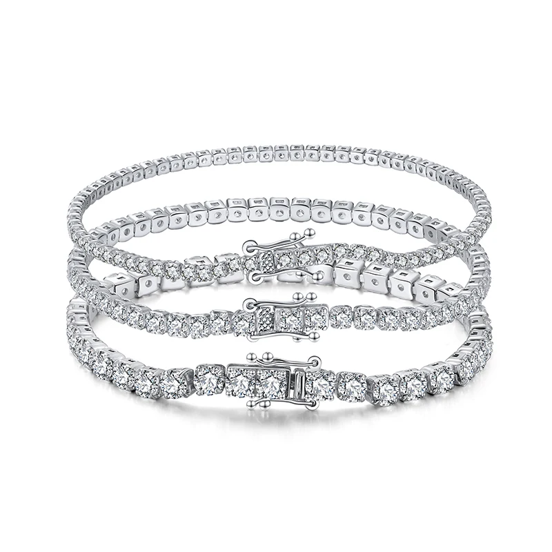 RINNTIN SB61 Luxury Tennis Bracelet Women Men Accessories ,925 Sterling Silver Custom 2mm 3mm 4mm CZ Diamond Tennis Bracelet