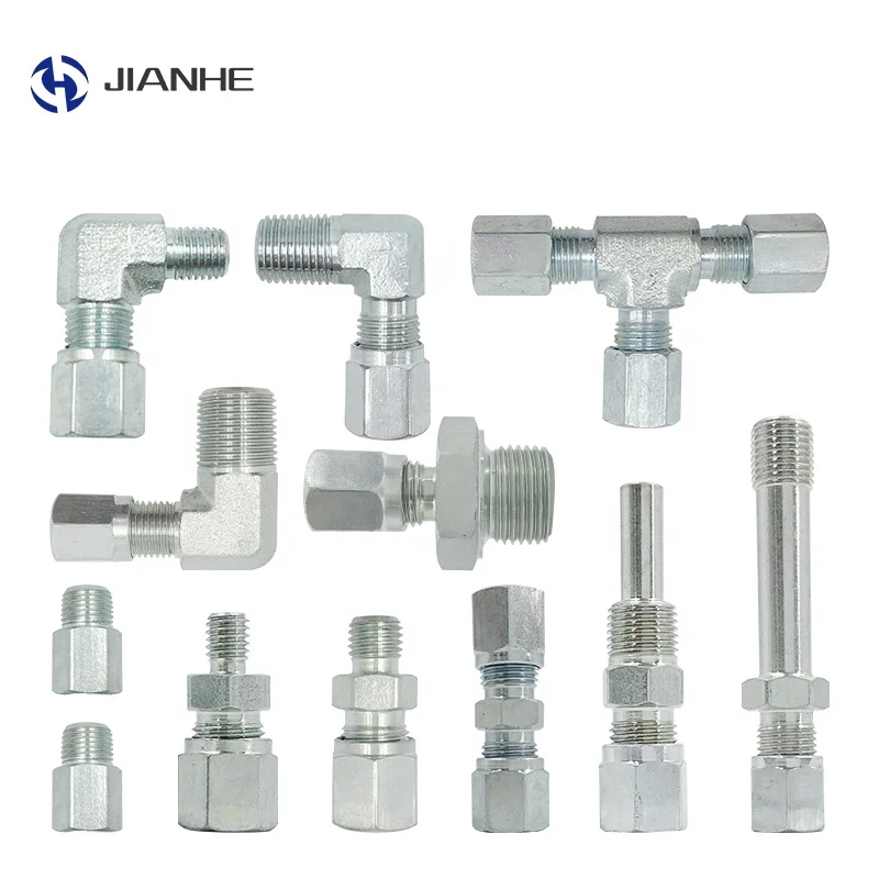 JIANHE  union tee 90 straight 6mm M10*1 R1/8  NPT1/8 NPT1/4  Centralized lubricating joint Bite type fittings
