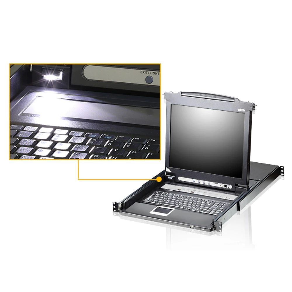 ATEN cl5708 м 8-портовый 17-дюймовый ЖК-дисплей с интегрированным USB/PS2 комбо KVM дополнительным портом Conaole и