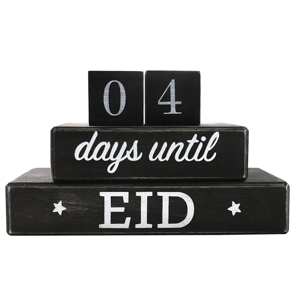 wood block EID countdown calendar for muslim wooden ornament
