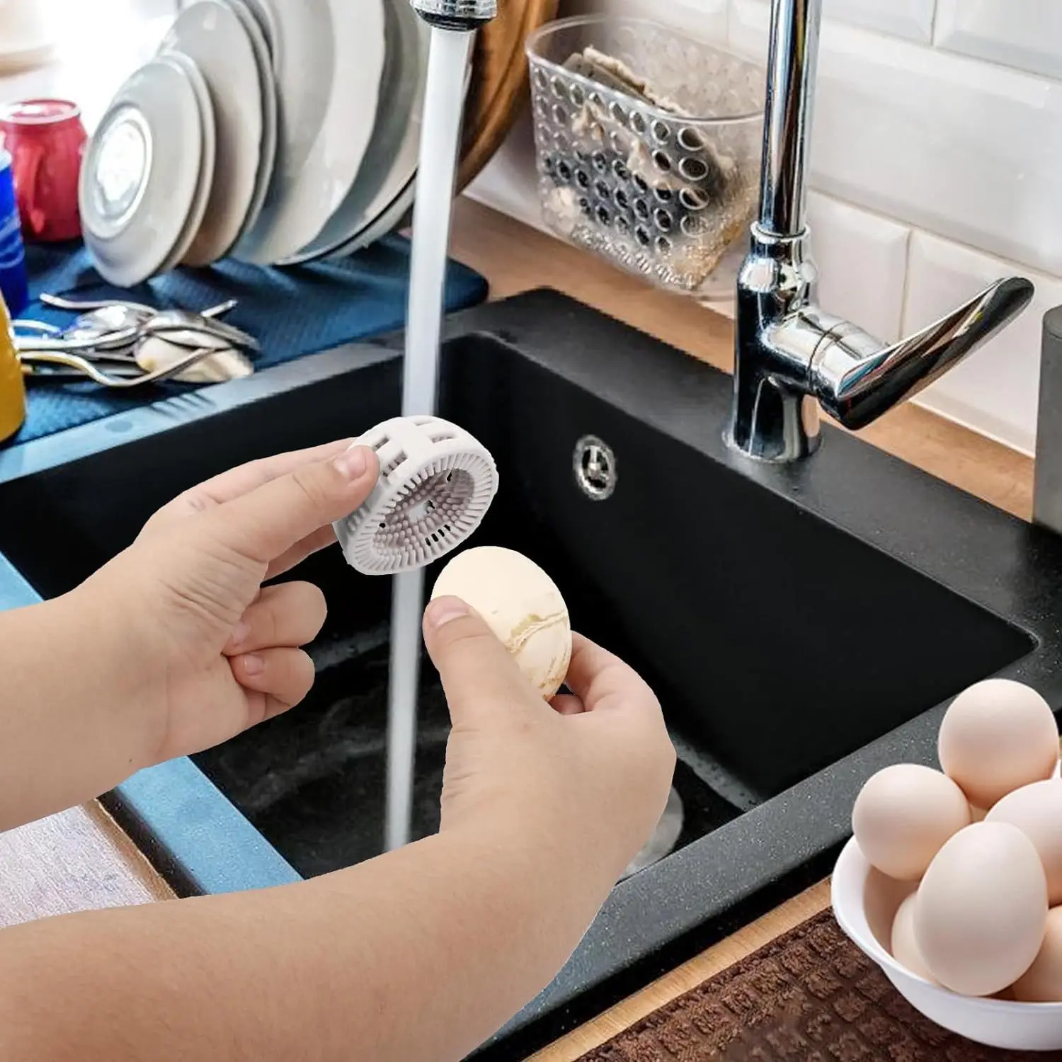 Hot sell Silicone Egg Washer Brush for Cleaning Fresh Eggs, Reusable silicone Egg Scrubbing Cleaning Brush Custom Logo