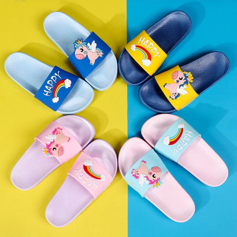 
Manufacturer Supply Summer Outdoor Beach Bathroom Cute Cartoon Pvc Non-slip Kid Slippers 