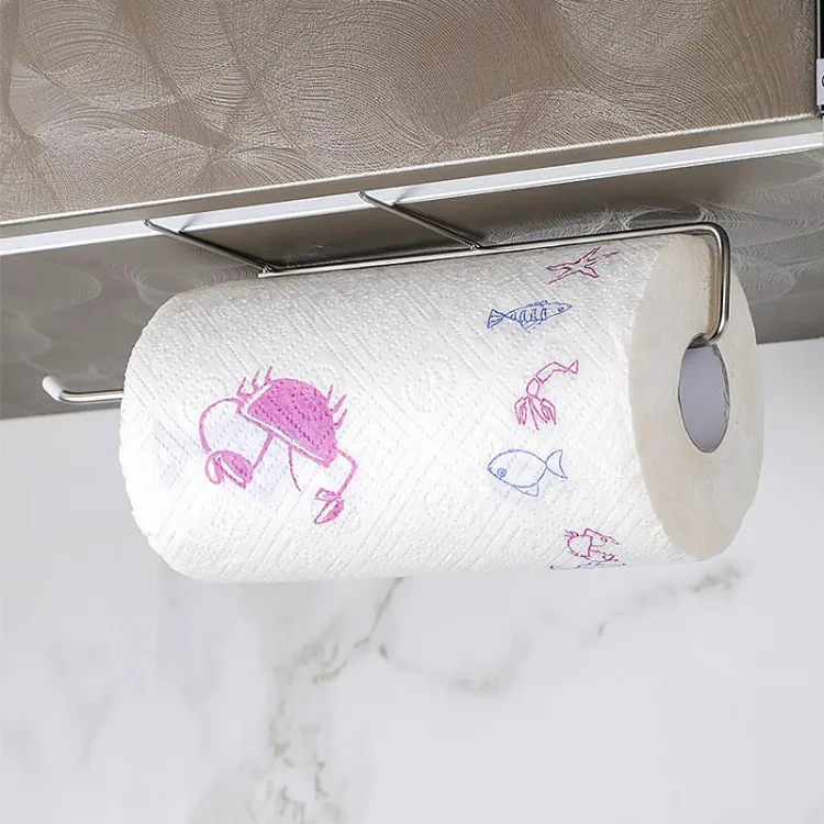 Kitchen Tissue Holder Hanging Bathroom Toilet Roll Paper Holder Towel Rack Kitchen Wrap Film Racks
