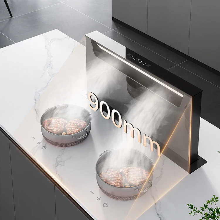 Family Table-Top Invisible Range Hood Led Screen 460W Side Suction Type Oil Fume Separation Into The Air