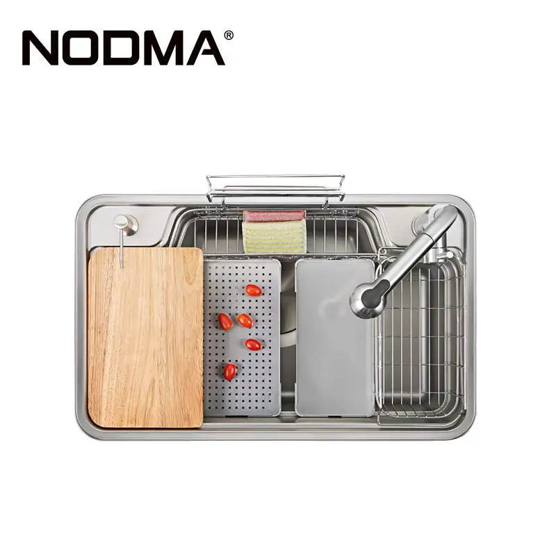NODMA Household Stainless Steel Multi-function Embossed Large Single groove