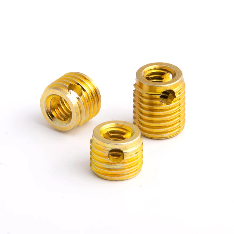 Brass Nut 302 Slotted Style M3 M4 M5 Threaded Metal Self Tapping Insert Slotted Screw Thread Repair Insert