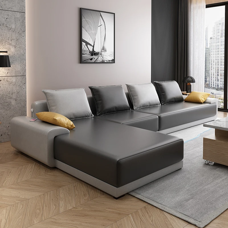 Nordic L Shape Sofa Apartment Simple 3 Seater Sofa Bed Light Luxury Furniture Combination Relaxing Sofa Set Living Room Modern