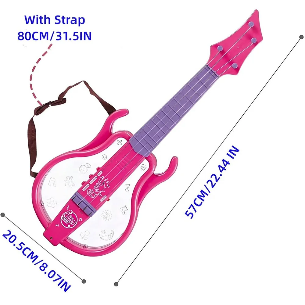 Musical Toddler Toy Children Learn How to Play Music String Type Flash Lighting Electric Guitar for Kids