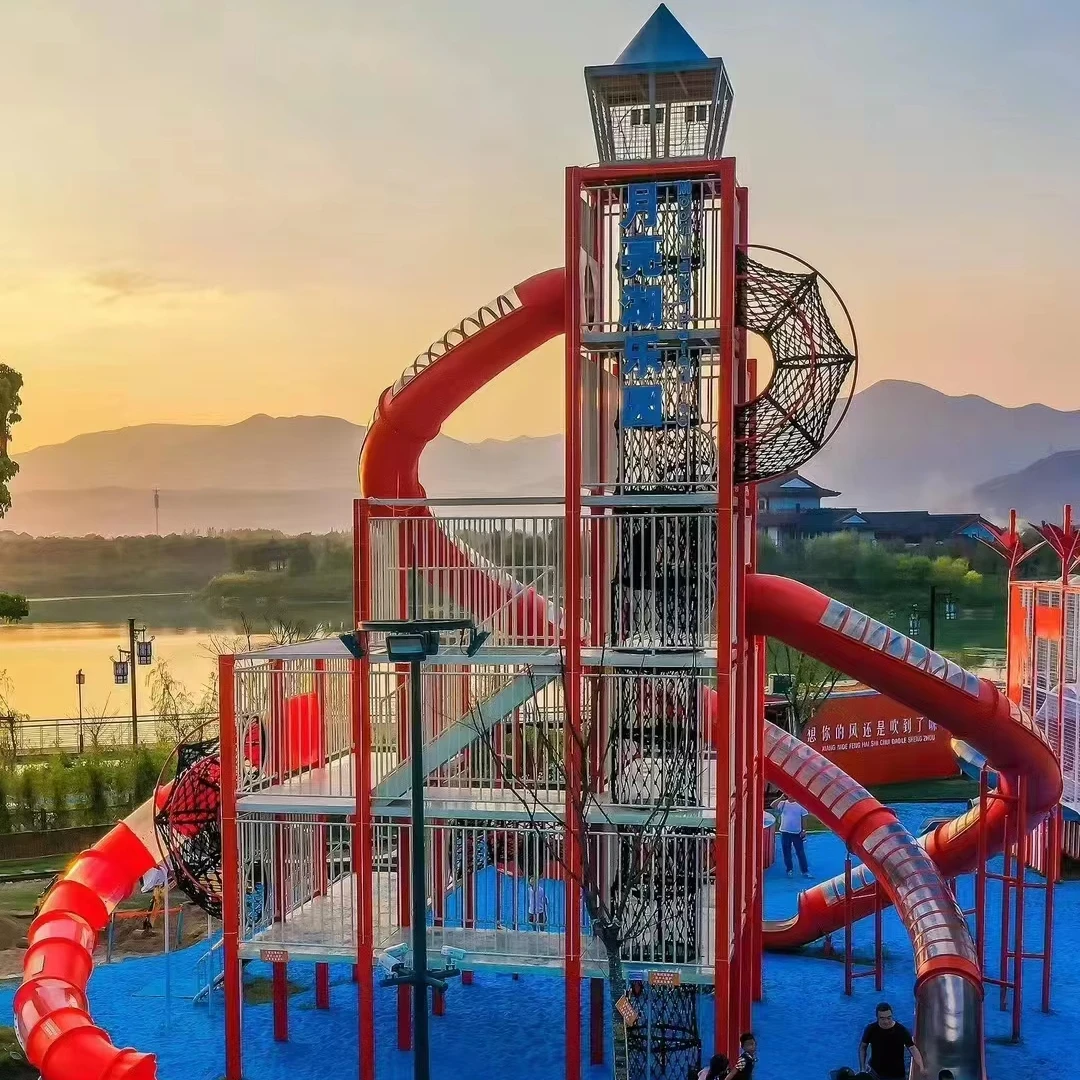 Large Commercial Outdoor Amusement Park Playground Unpowered Amusement Park Equipment Recreational Park Set for Kids and Parents