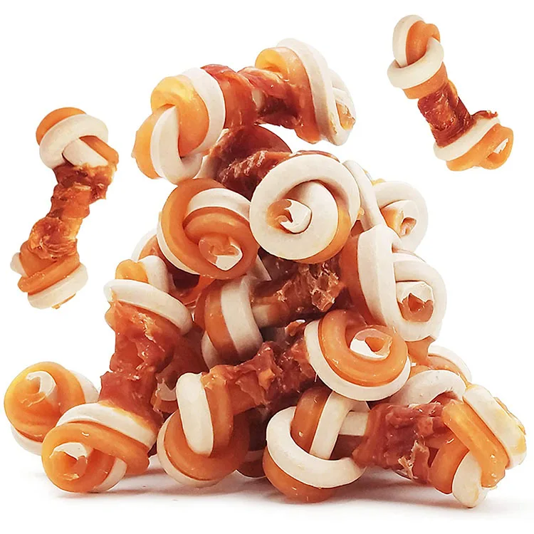 2021 Лидер продаж на Amazon 2 5 дюйма Сыромятные кости с настоящей курицей Угощение для собак 7pk