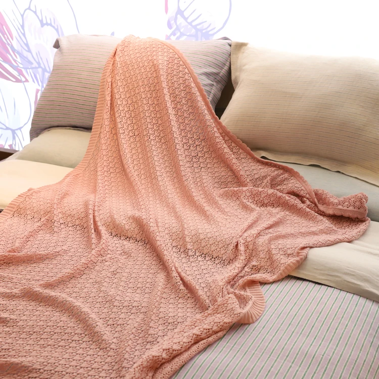 
Wholesale super soft micro fiber spring autumn pink pure colour air conditioner blanket for double bed couch sofa 