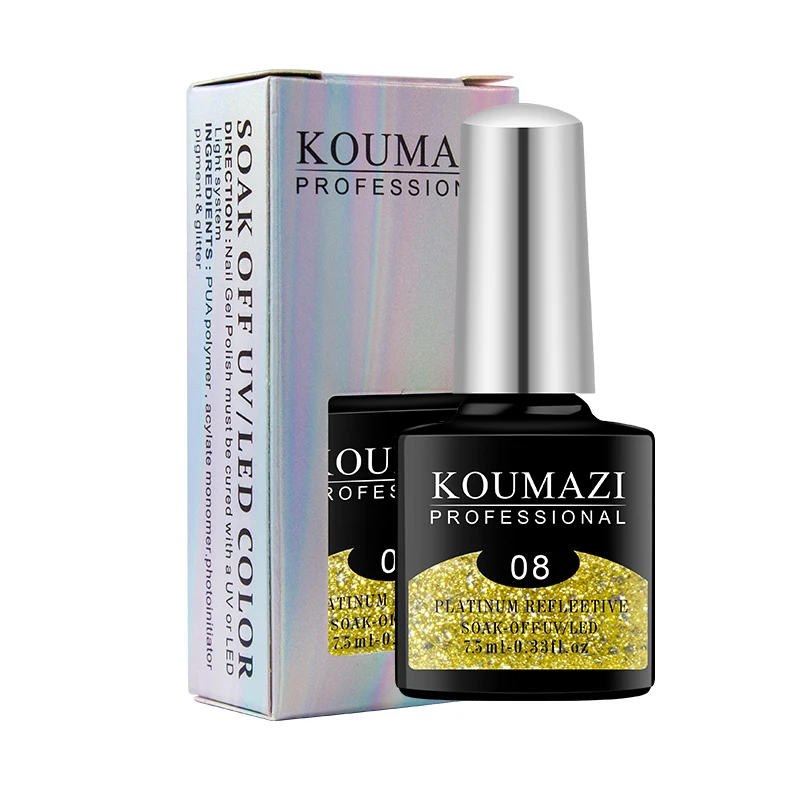 Hot Sale UV Nail Polish Gel Manufacturer 28 colors Glitter Reflective Gel Polish Glow In The Dark Flashing Disco Gel