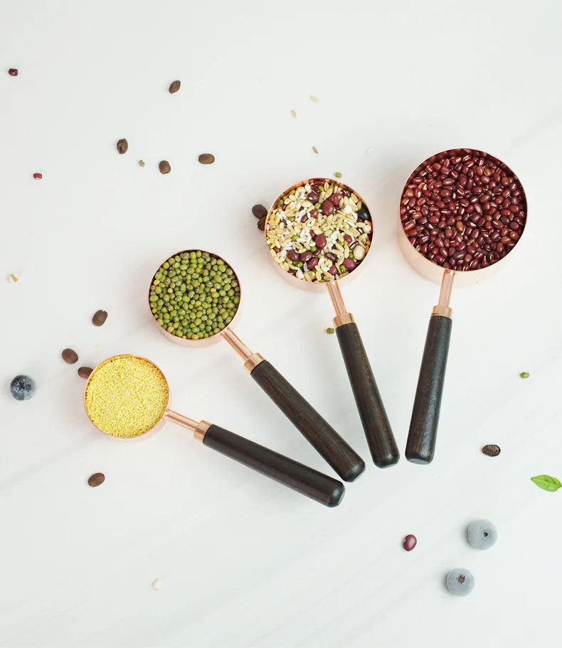 4 pcs Set Stainless Steel Rose Gold Measuring Spoon Cup
